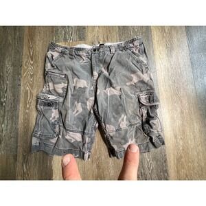Foot Locker Cargo Shorts Mens 38 Grey Camouflage Multi Pocket Utility Cotton